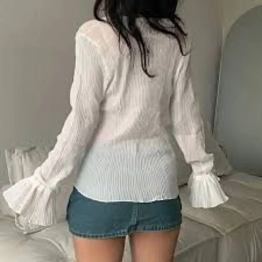 Commense  Long Sleeve Top‎ Sheer White Aesthetic Size Small - Picture 6 of 9